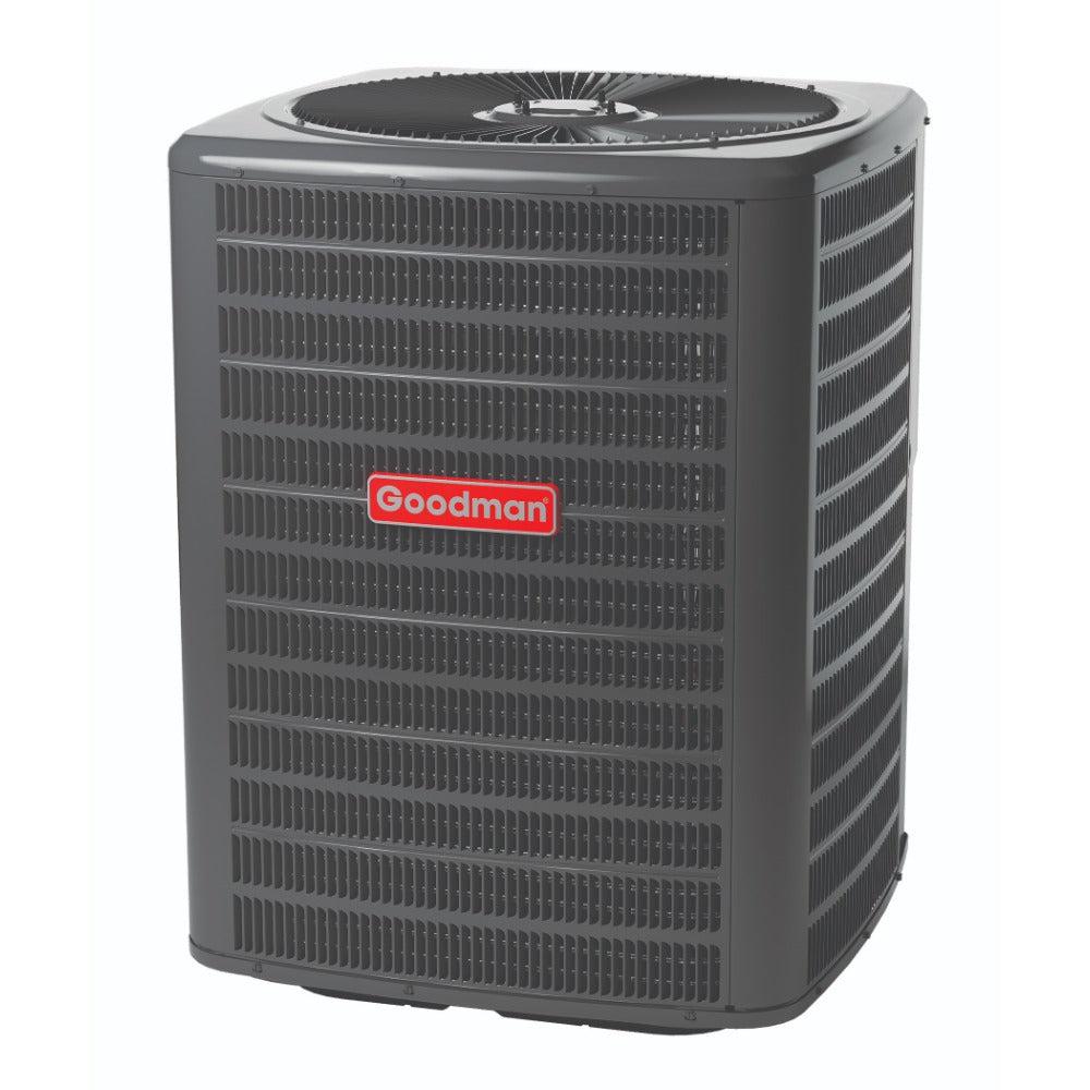 2 Ton 14.5 SEER2 Goodman AC GSXN402410 and 80% AFUE 80,000 BTU Gas Furnace GM9S800803BN Horizontal System with Coil CHPTA2426C4 - Condenser Front View