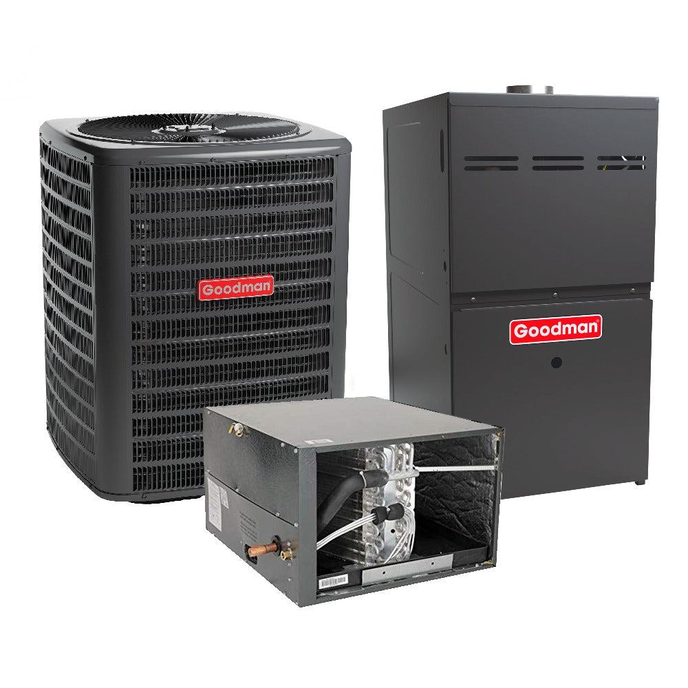 2 Ton 14.5 SEER2 Goodman Heat Pump GSZH502410 and 80% AFUE 60,000 BTU Gas Furnace GM9C800603BN Horizontal System with Coil CHPTA2426C4 - Bundle View
