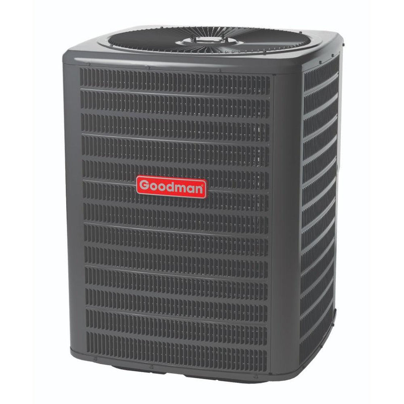 2 Ton 14.5 SEER2 Goodman Heat Pump GSZH502410 and 80% AFUE 60,000 BTU Gas Furnace GM9C800603BX Horizontal System with Coil CHPTA2426B4 - Condenser Front View