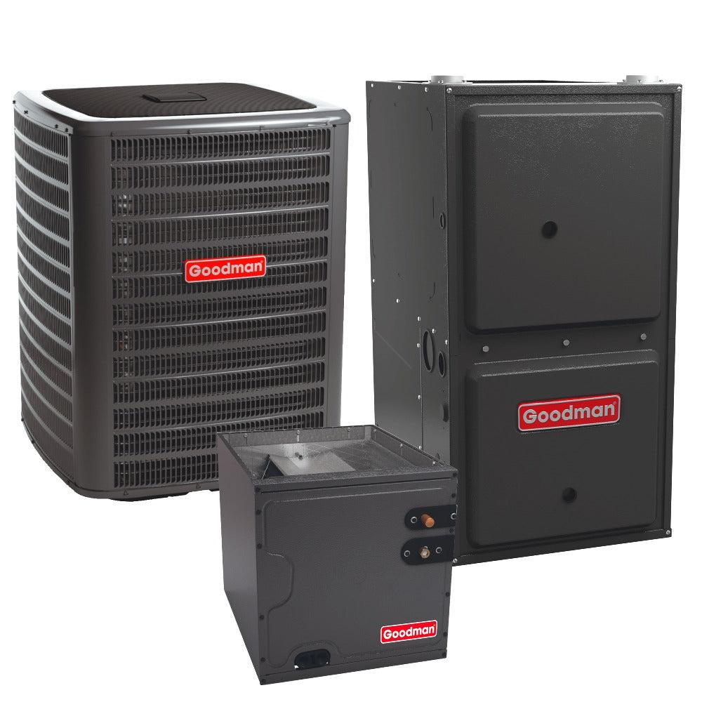 2 Ton 16.5 SEER2 Goodman Air Conditioner GSXC702410 and 96% AFUE 60,000 BTU Gas Furnace GCVC960603BN Downflow System with Coil CAPTA3022B4