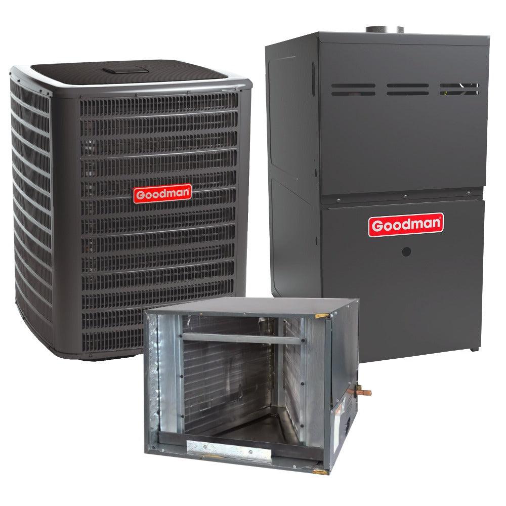2 Ton 17.2 SEER2 Goodman Air Conditioner GSXC702410 and 80% AFUE 80,000 BTU Gas Furnace GMVC800803BN Horizontal System with Coil CHPTA2426B4