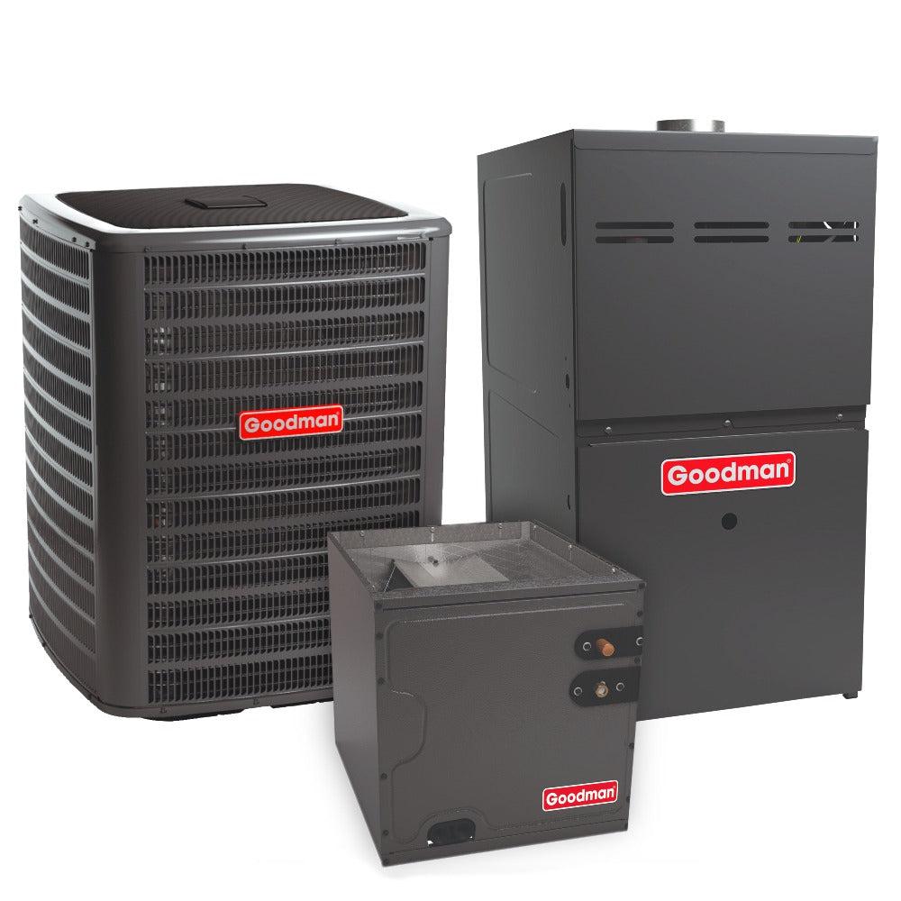 2 Ton 17.2 SEER2 Goodman Air Conditioner GSXC702410 and 80% AFUE 80,000 BTU Gas Furnace GMVS800805CU Upflow System with Coil CAPTA3022C4
