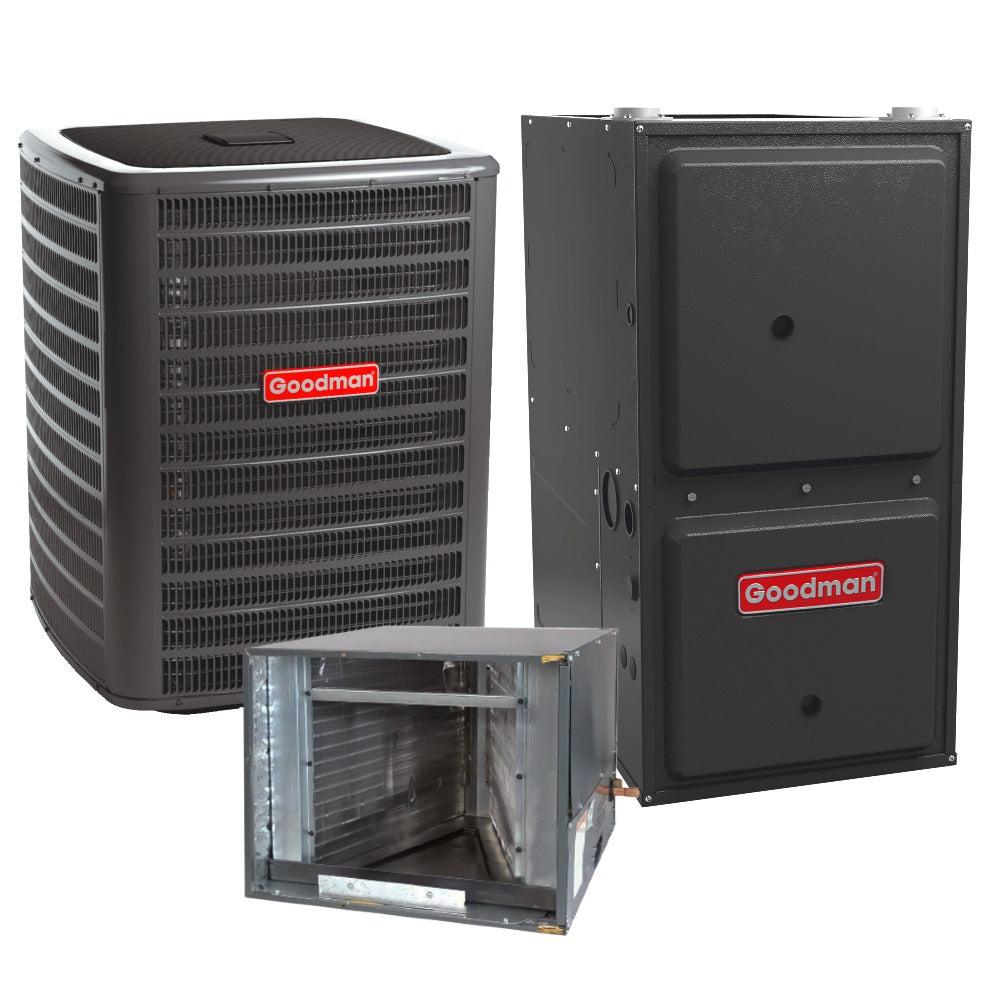 2 Ton 17.2 SEER2 Goodman Air Conditioner GSXC702410 and 96% AFUE 80,000 BTU Gas Furnace GCVC960804CN Horizontal System with Coil CHPTA2426C4