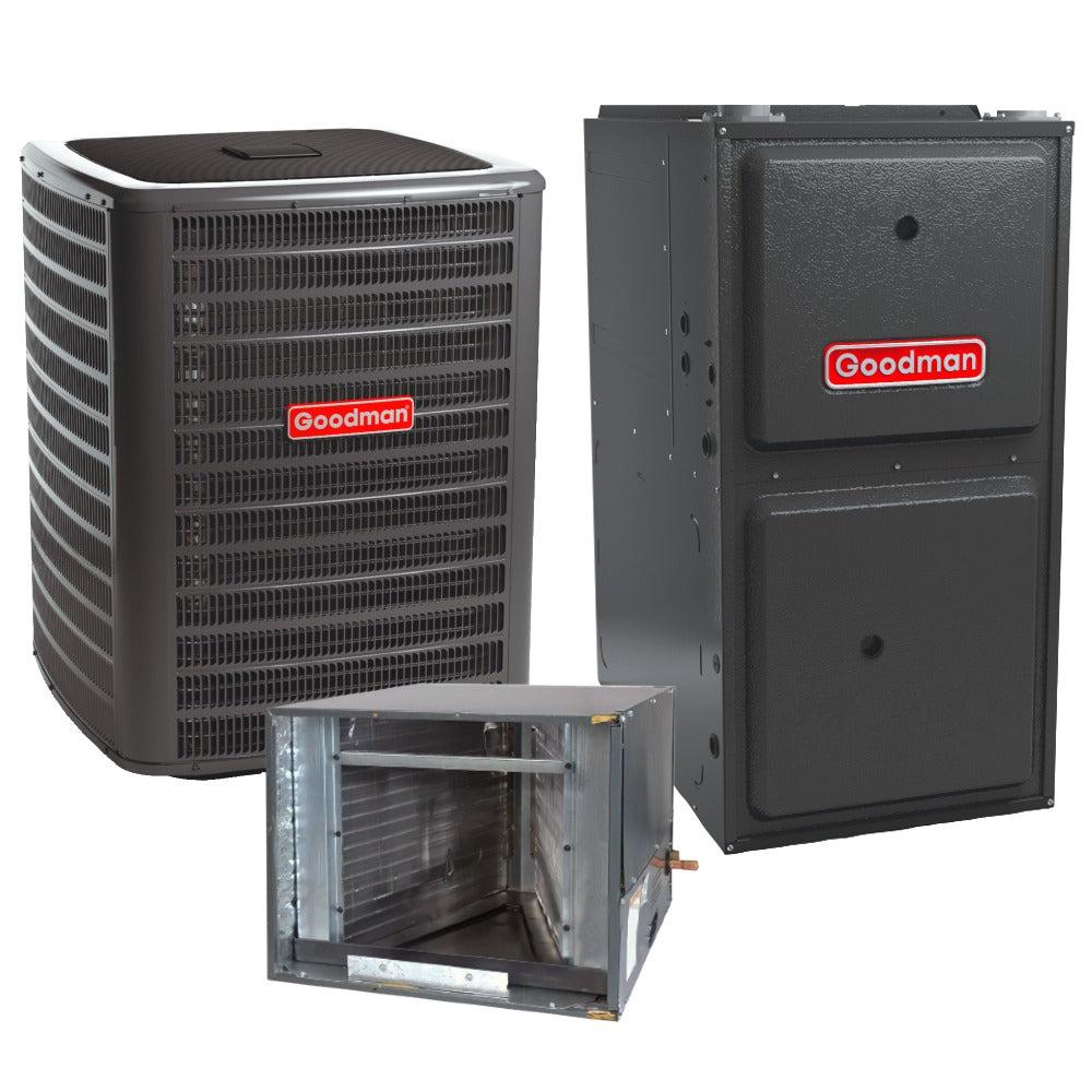2 Ton 17.2 SEER2 Goodman Air Conditioner GSXC702410 and 96% AFUE 80,000 BTU Gas Furnace GMVC960804CN Horizontal System with Coil CHPTA2426C4