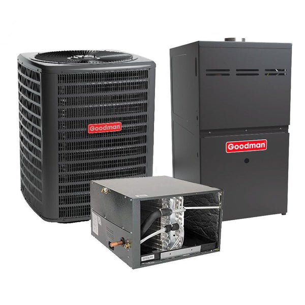 3.5 Ton 15 SEER2 Goodman AC GSXN404210 and 80% AFUE 80,000 BTU Gas Furnace GM9S800804CX Horizontal System with Coil CHPT4860D4 - Bundle View