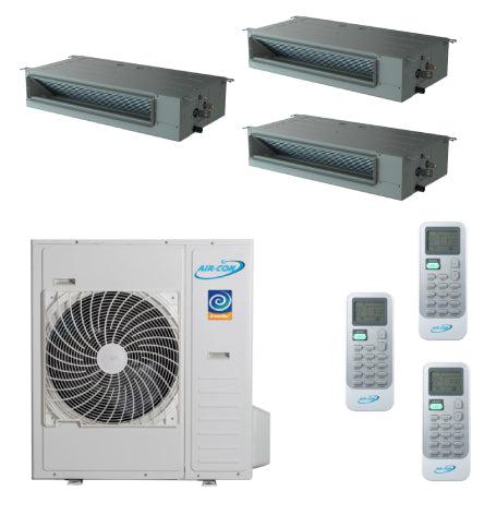Air-Con 36,000 BTU 20 SEER 3-Zone Concealed Duct 12k+12k+12k Mini Split Air Conditioner and Heater System
