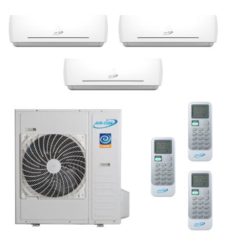 Air-Con 36,000 BTU 20 SEER 3-Zone Wall Mounted 9k+9k+18k Mini Split Air Conditioner and Heater System