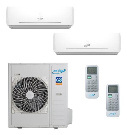 Air-Con 36,000 BTU 21 SEER 2-Zone Wall Mounted 18k+18k Mini Split Air Conditioner and Heater System