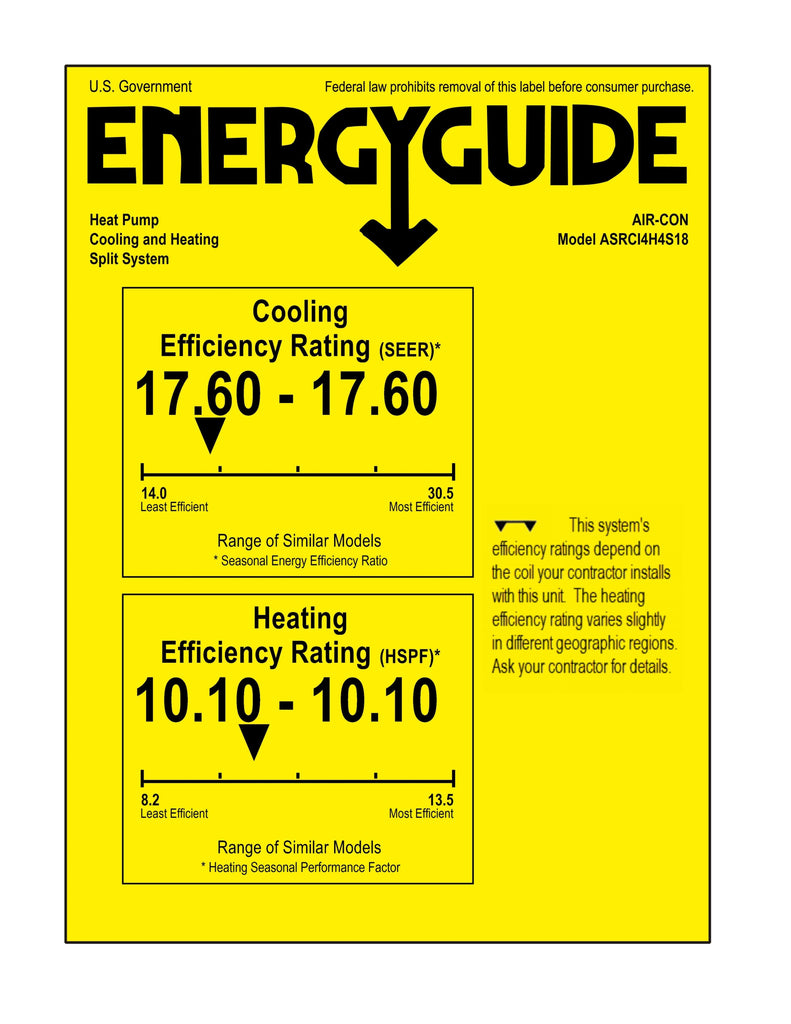Air-Con Serene Series 18,000 BTU 17.6 SEER Single Zone Ductless Mini-Split Heat Pump System