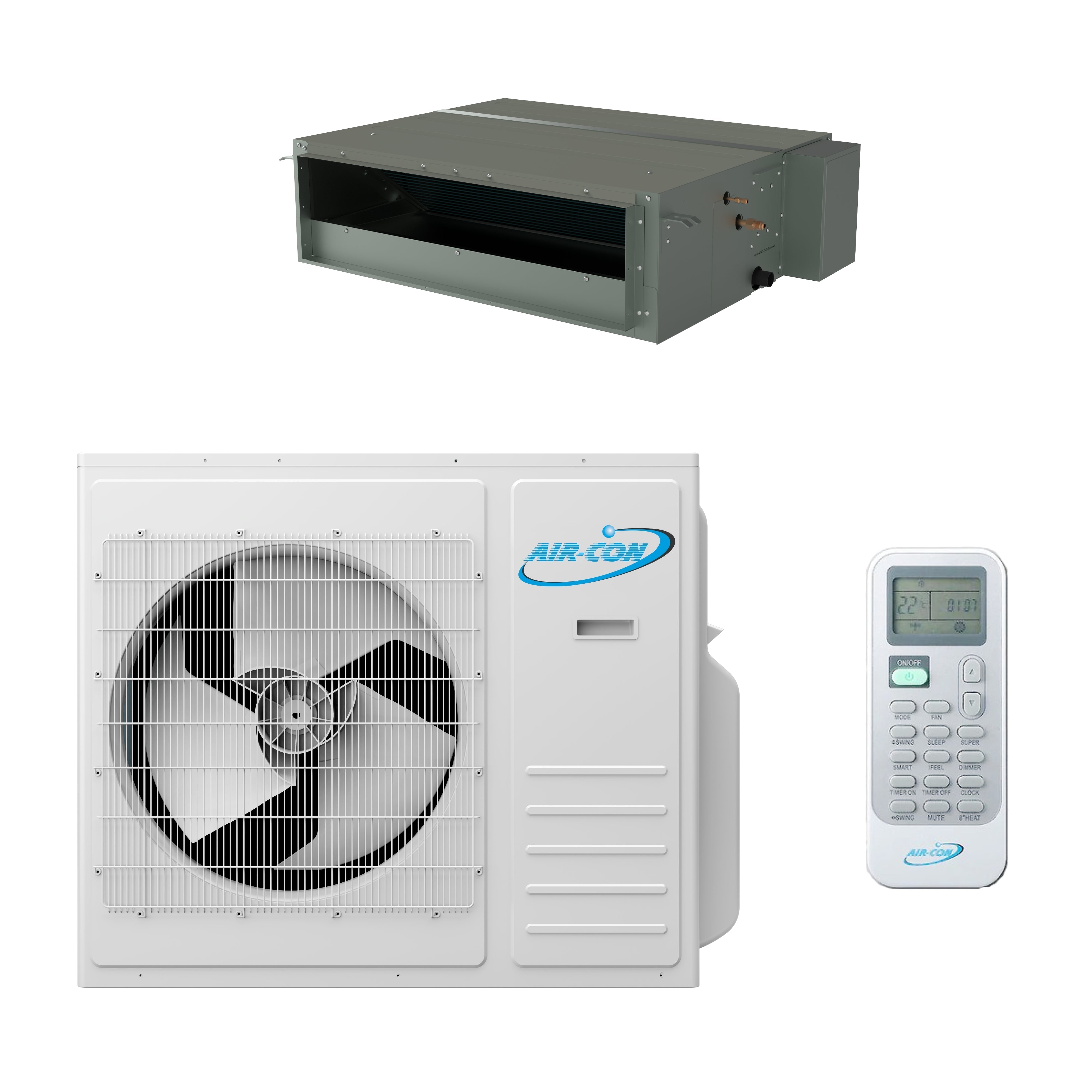 Air-Con Sky Pro Series 24,000 BTU 18 SEER Single Zone Concealed Duct Mini Split Air Conditioner and Heater System