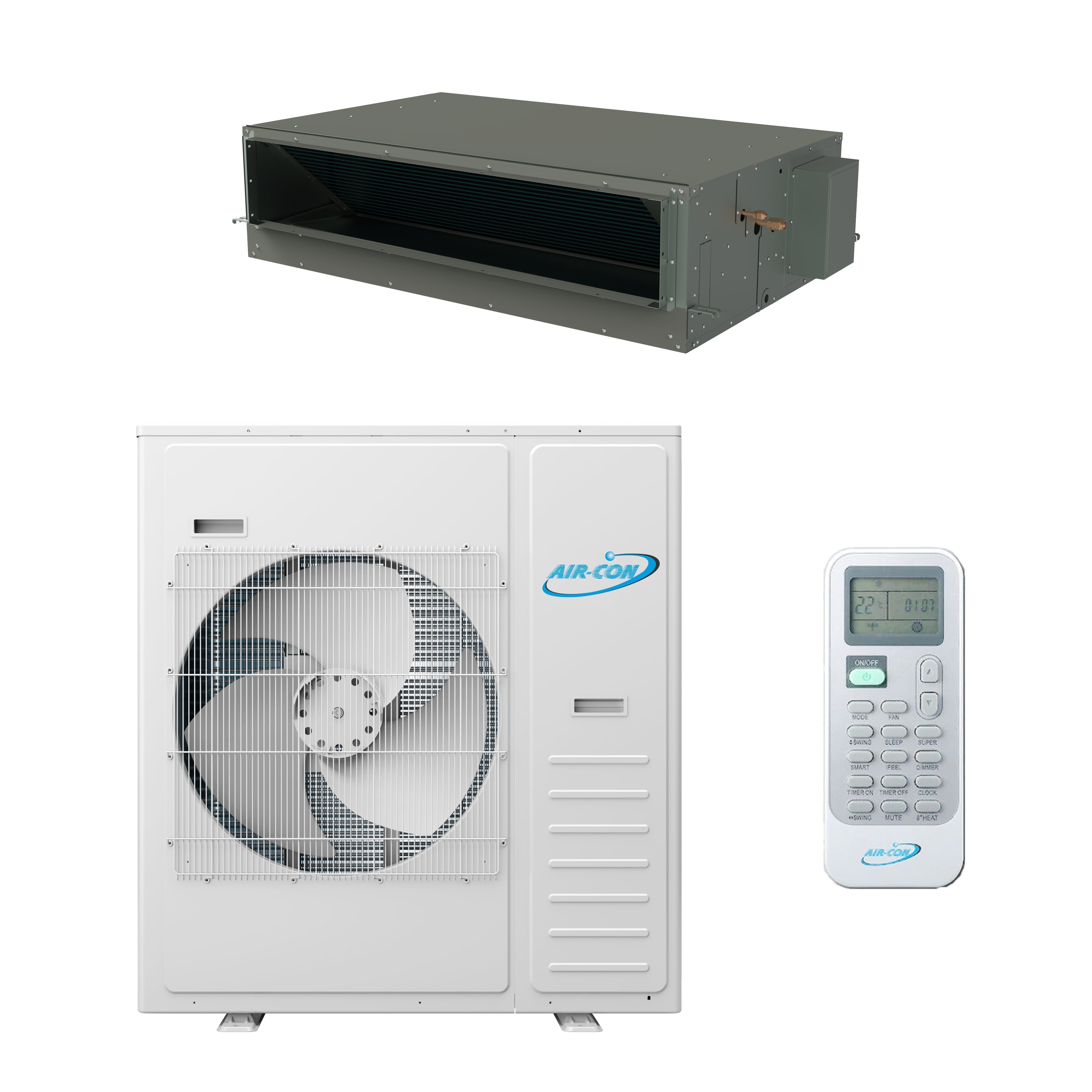 Air-Con Sky Pro Series 36,000 BTU 18 SEER Single Zone Concealed Duct Mini Split Air Conditioner and Heater System