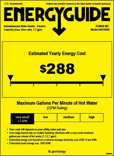 Eemax HomeAdvantage II 13kW 240V Electric Tankless Water Heater