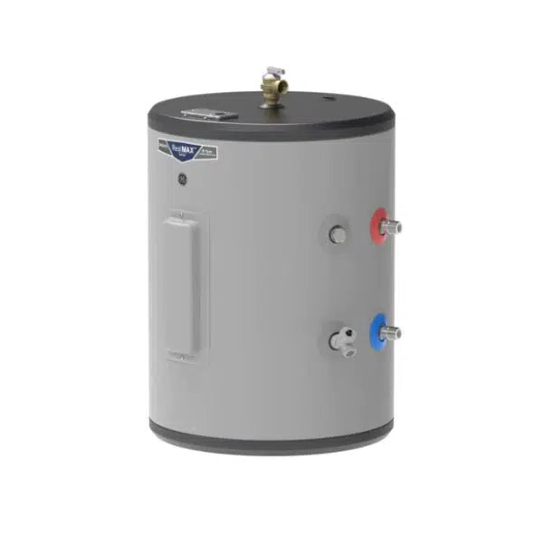 GE RealMAX 18 Gallon Capacity Side Port Lowboy Electric Water Heater - Angled View