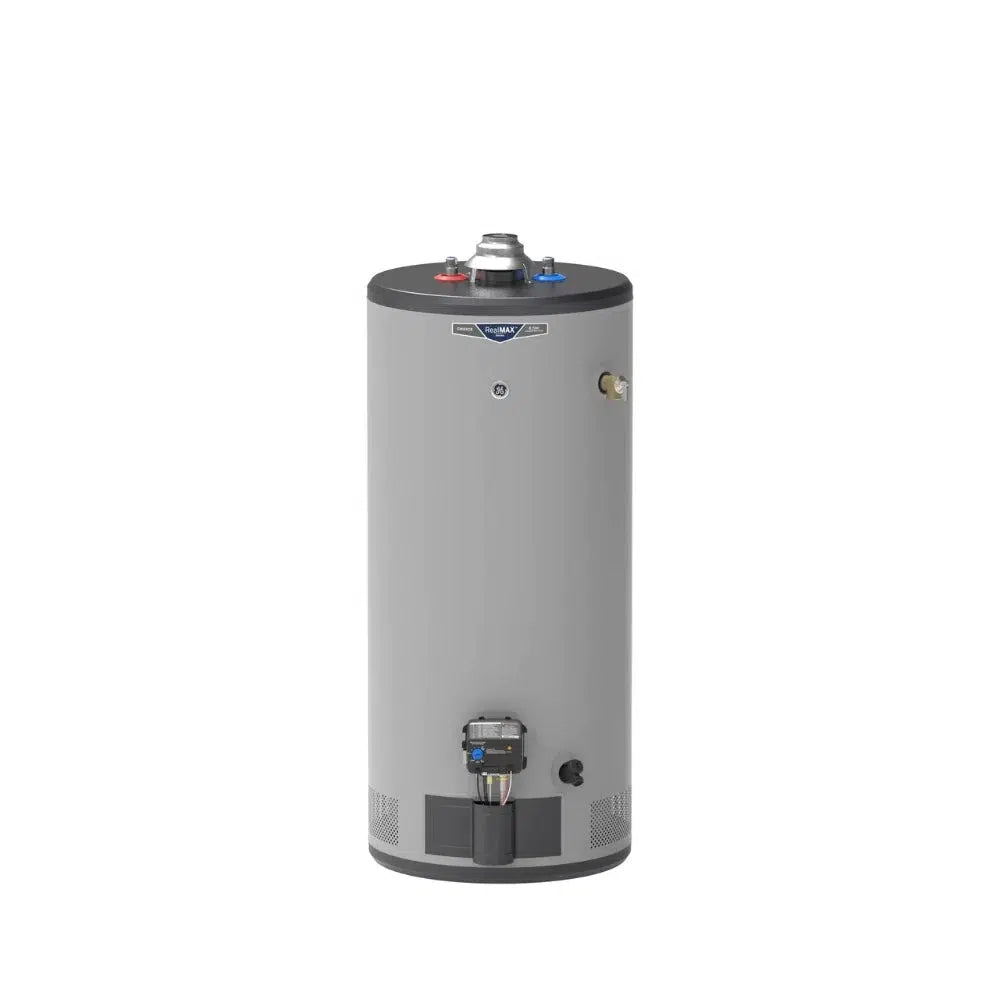 GE RealMAX Atmospheric Choice Model 40 Gallon Capacity 34,500 BTU Heating Input Short Liquid Propane Water Heater - Front View
