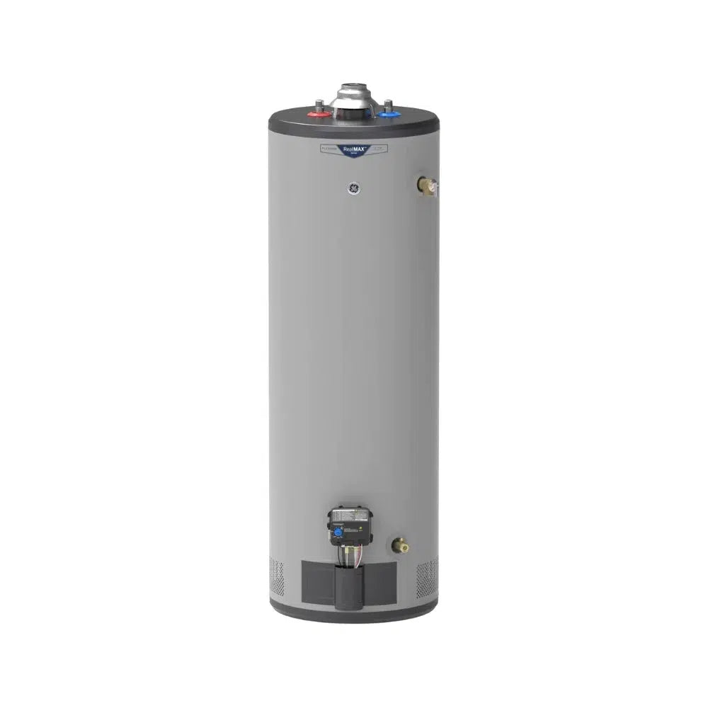 GE RealMAX Atmospheric Platinum Model 40 Gallon Capacity 36,000 BTU Heating Input Tall Liquid Propane Water Heater - Front View