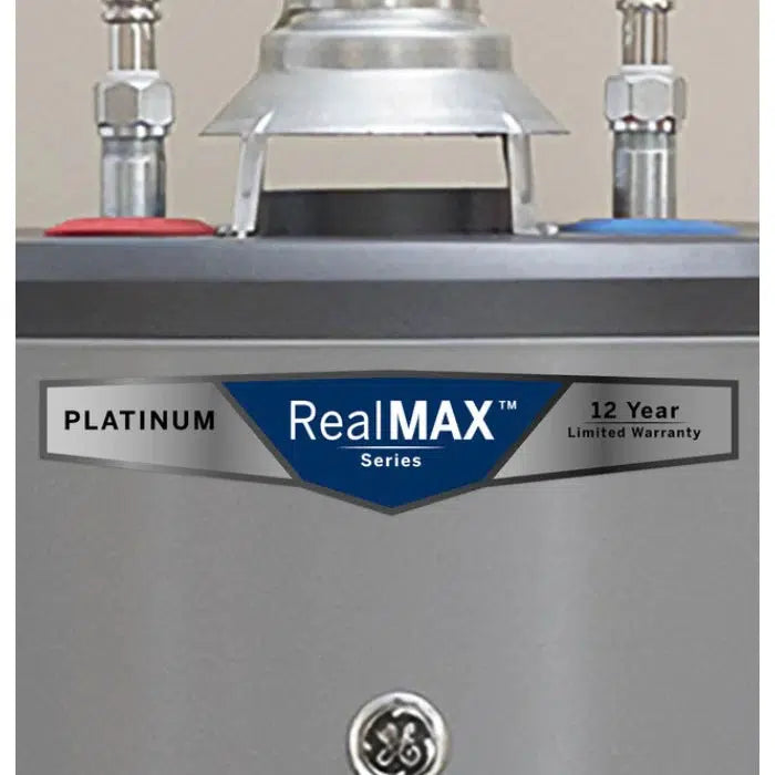 GE RealMAX Atmospheric Platinum Model 40 Gallon Capacity Tall Natural Gas Water Heater - Top Connections