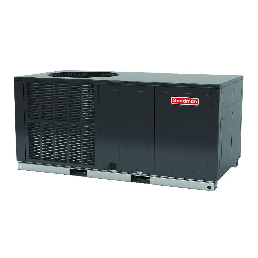 Goodman 2 Ton 13.4 SEER2 Self-Contained Horizontal Package AC Unit - Front Angled View