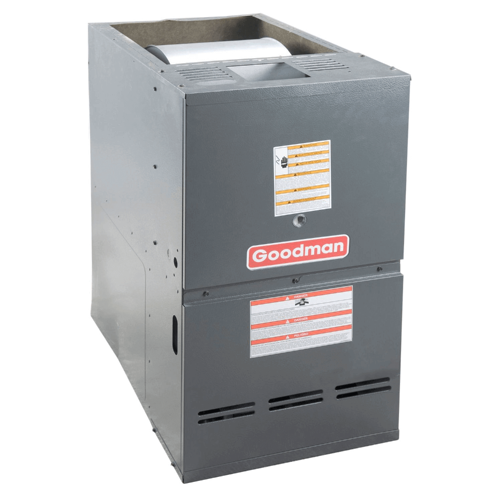 Goodman 80% AFUE 80,000 BTU Single Stage Low NOx Gas Furnace - Downflow/Horizontal - 17.5" Cabinet - Top Angled View