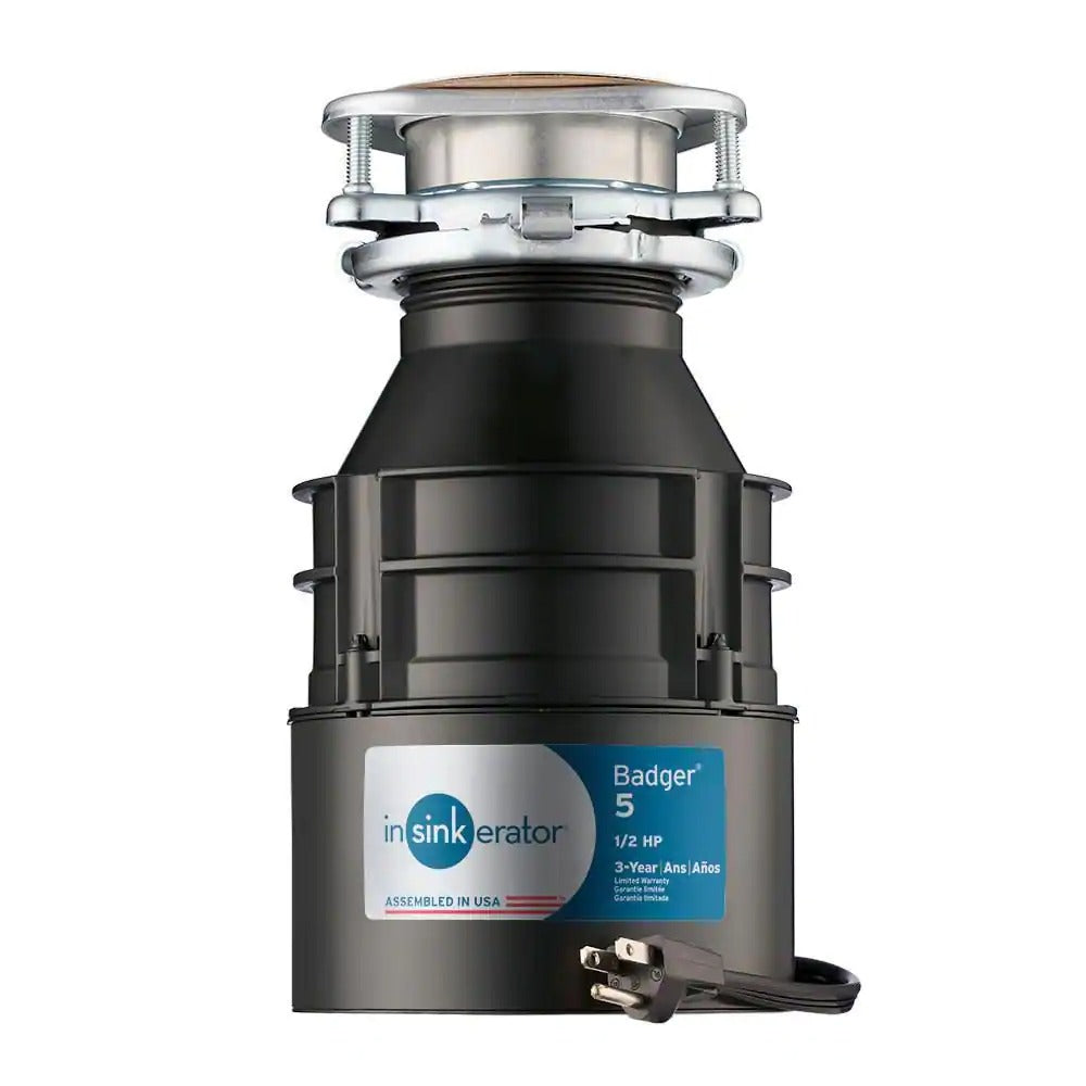 InSinkErator Badger Standard Series 1/2 HP Garbage Disposal with Power Cord - Main View
