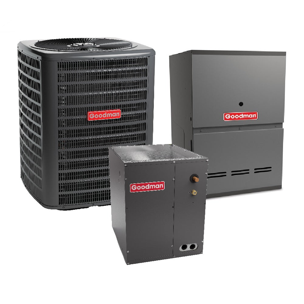 1.5 Ton 14.5 SEER2 Goodman AC GSXB401810 and 80% AFUE 60,000 BTU Gas Furnace GC9C800603AX Downflow System with Coil CAPTA1818B4 - Bundle View