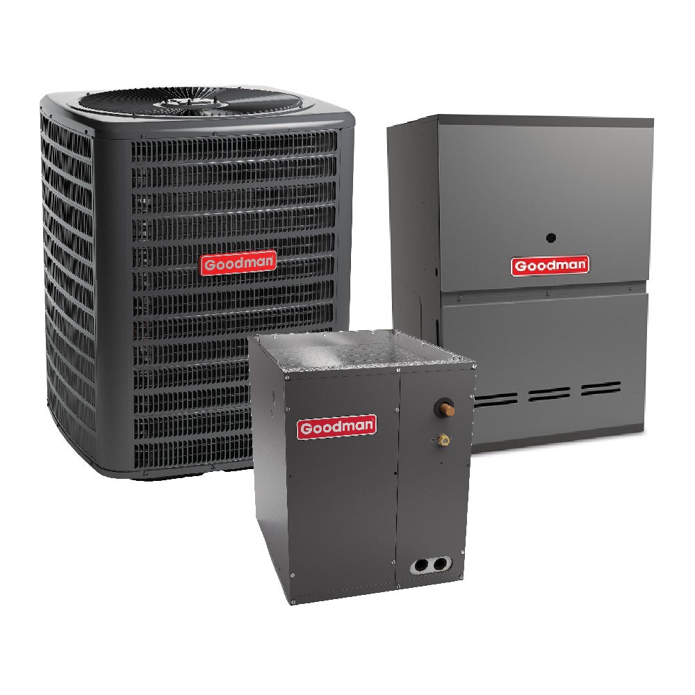 1.5 Ton 14.5 SEER2 Goodman AC GSXB401810 and 80% AFUE 60,000 BTU Gas Furnace GC9S800603AN Downflow System with Coil CAPTA1818A4 - Bundle View