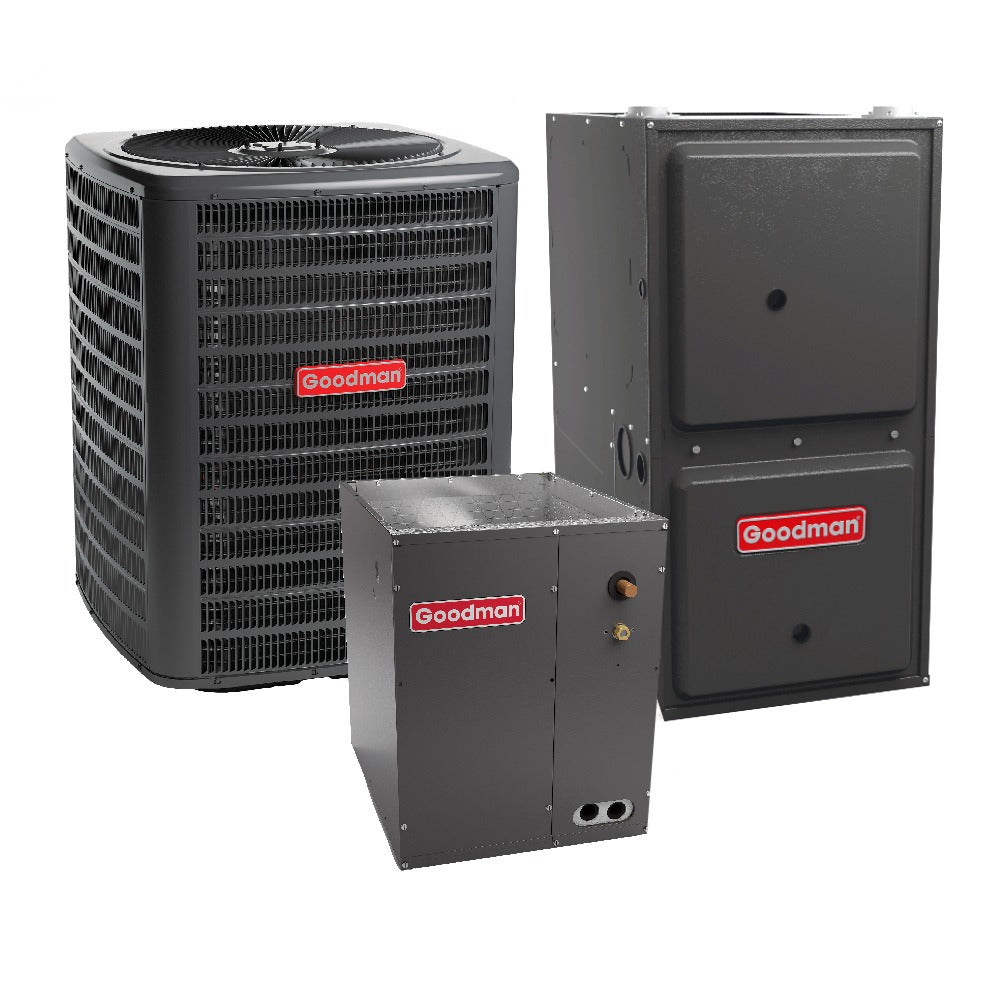 2 Ton 14.4 SEER2 Goodman Heat Pump GSZB402410 and 96% AFUE 80,000 BTU Gas Furnace GCVC960804CN Downflow System with Coil CAPTA2422B4 - Bundle View