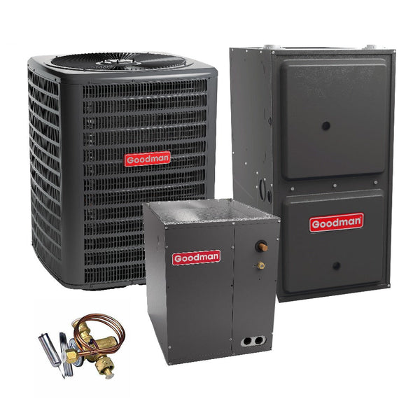 2.5 Ton 14.4 SEER2 Goodman Heat Pump GSZB403010 and 97% AFUE 80,000 BTU Gas Furnace GCVM970803BN Downflow System with Coil CAPFA4226C6 and TXV - Bundle View