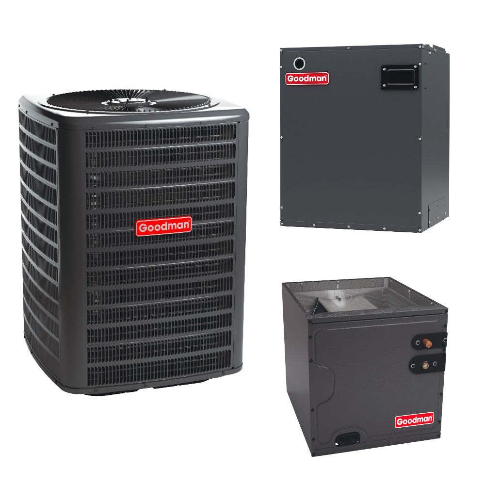 1.5 Ton 15.2 SEER2 Goodman Air Conditioner GSXB401810 with Modular Blower MBVC1201AA-1 and Vertical Coil CAPTA1818B4