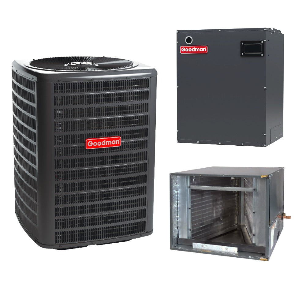 1.5 Ton 14.5 SEER2 Goodman Air Conditioner GSXB401810 with Modular Blower MBVC1201AA-1 and Horizontal Coil CHPTA1822A4