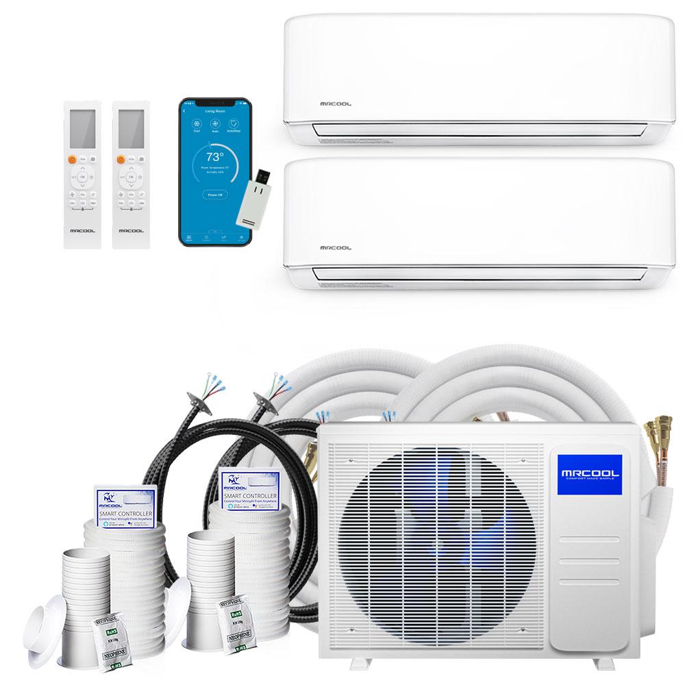 MRCOOL DIY Series 4th Generation 18,000 BTU 2-Zone Wall Mounted 9K+9K Mini-Split Heat Pump System