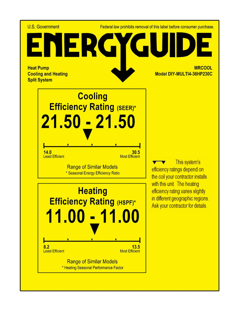 MRCOOL DIY Series 4th Generation 36,000 BTU 4-Zone Wall Mounted 9K+9K+9K+12K Mini-Split Heat Pump System