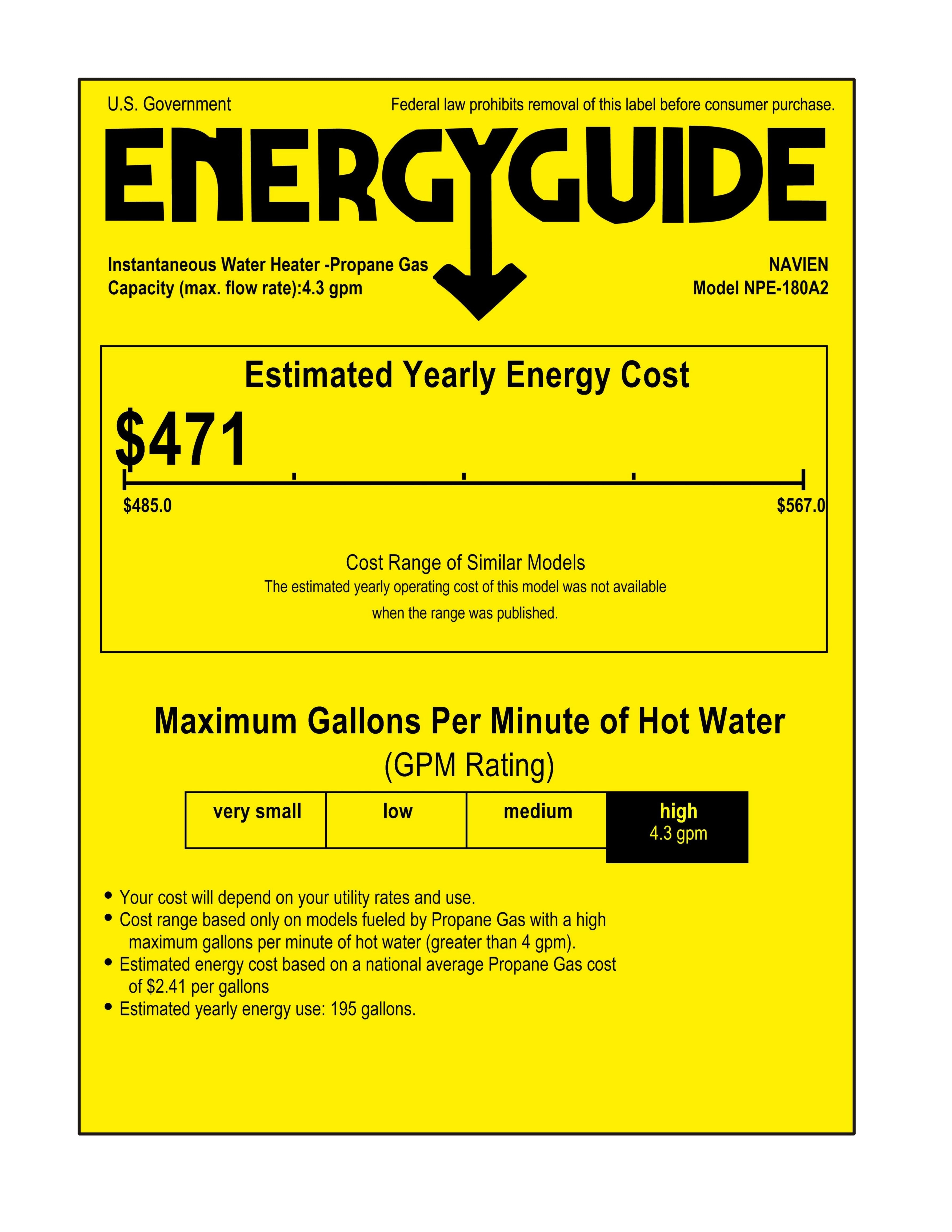 Navien NPE-180A2 150,000 BTU Condensing High-Efficiency Tankless Water Heater