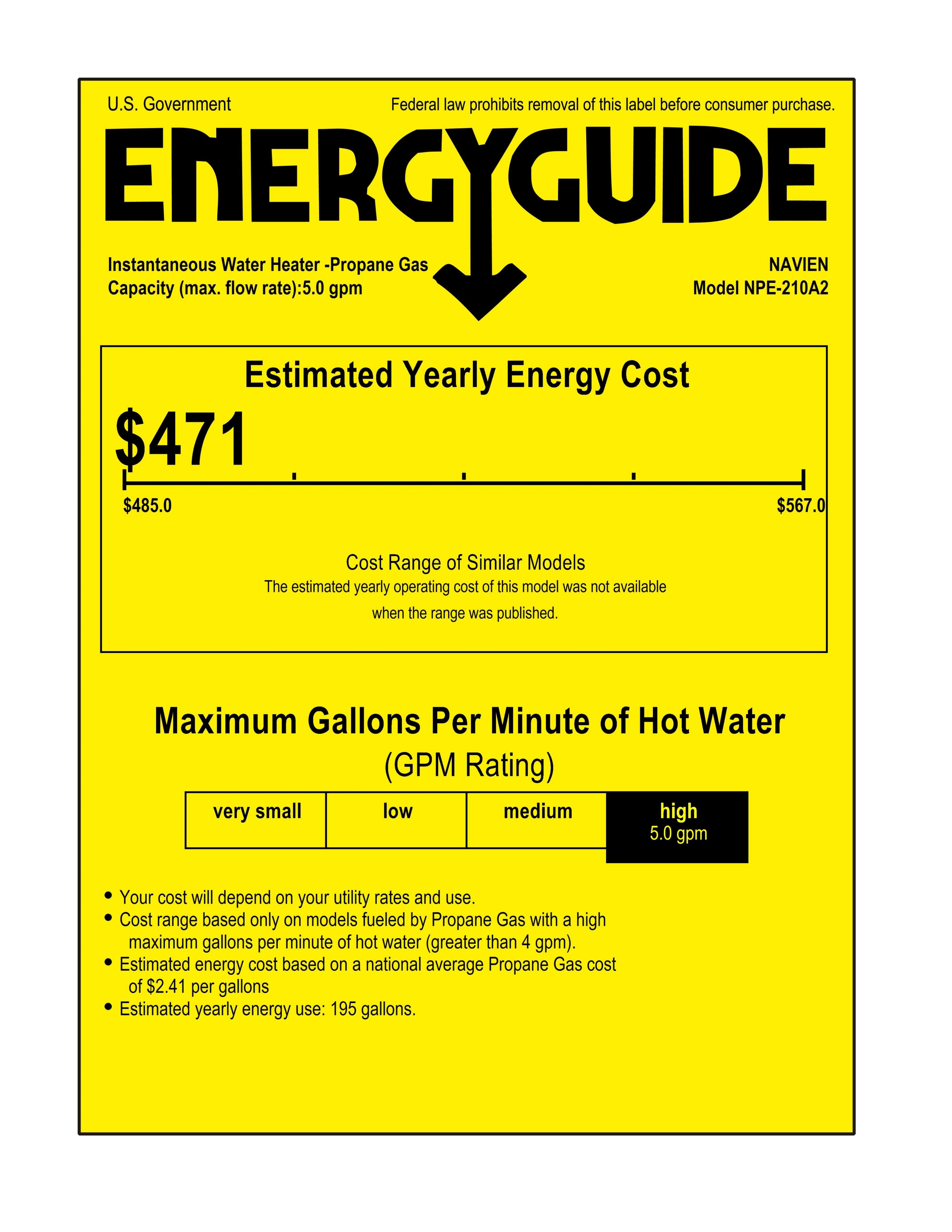 Navien NPE-210A2 180,000 BTU Condensing High-Efficiency Gas Tankless Water Heater