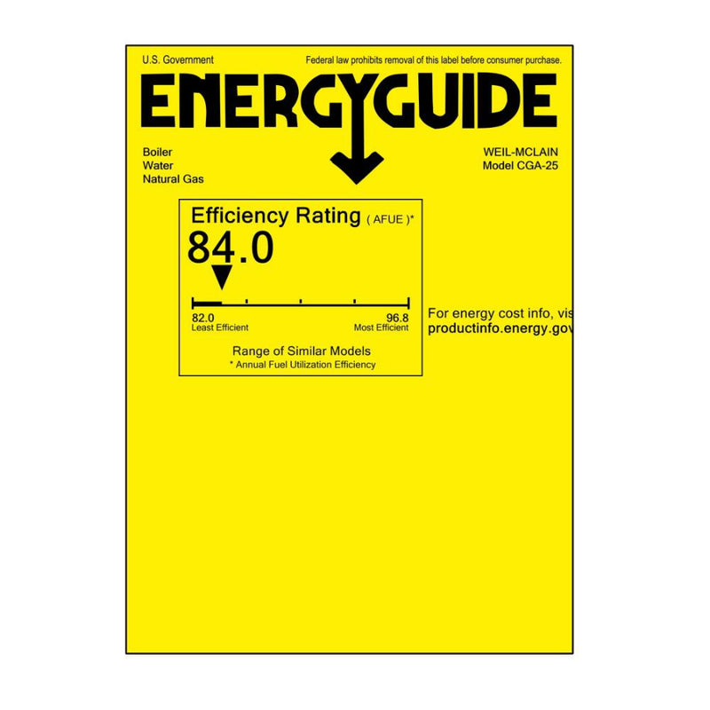 Weil-McLain CGa-25 Series 3 38,000 BTU Cast Iron Natural Gas Boiler - Energy Guide Label
