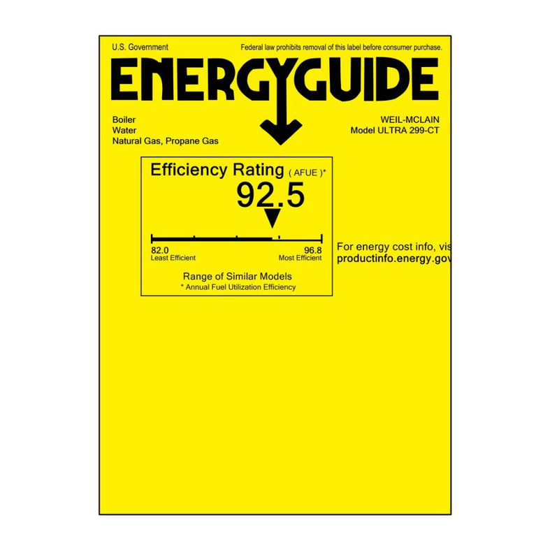 Weil-McLain Ultra Series 4 299,000 BTU Condensing Gas Boiler - Energy Guide Label