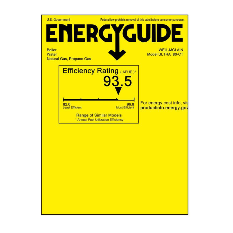 Weil-McLain Ultra Series 4 80,000 BTU Condensing Gas Boiler - Energy Guide Label