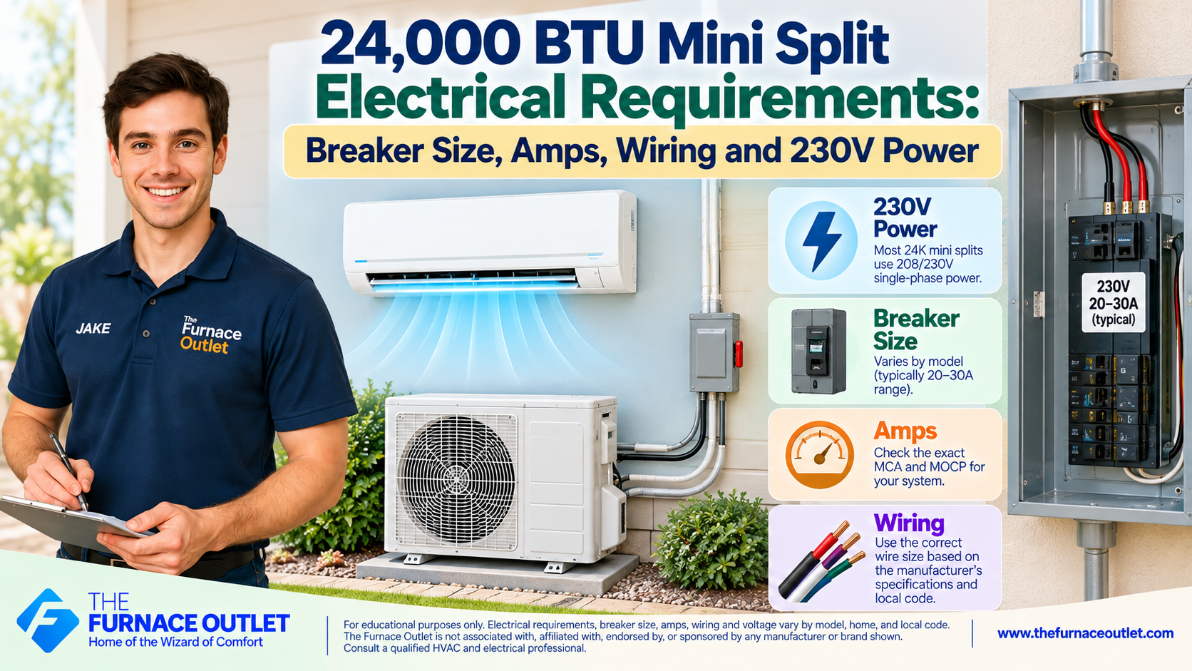 24,000 BTU Mini Split Electrical Requirements Breaker Size, Amps, Wiring and 230V Power