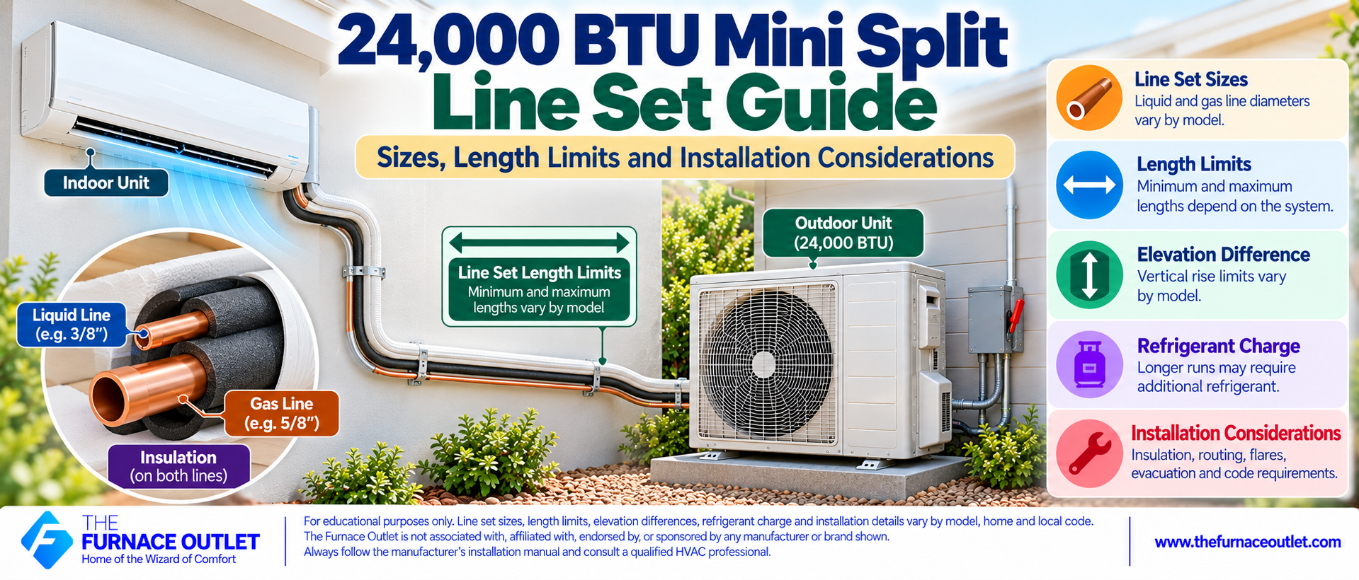 24,000 BTU Mini Split Line Set Guide Sizes, Length Limits and Installation Considerations