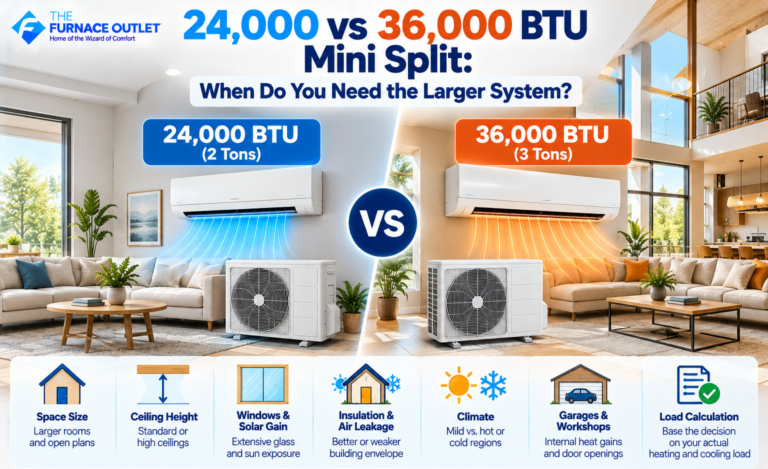 24,000 vs 36,000 BTU Mini Split When Do You Need the Larger System