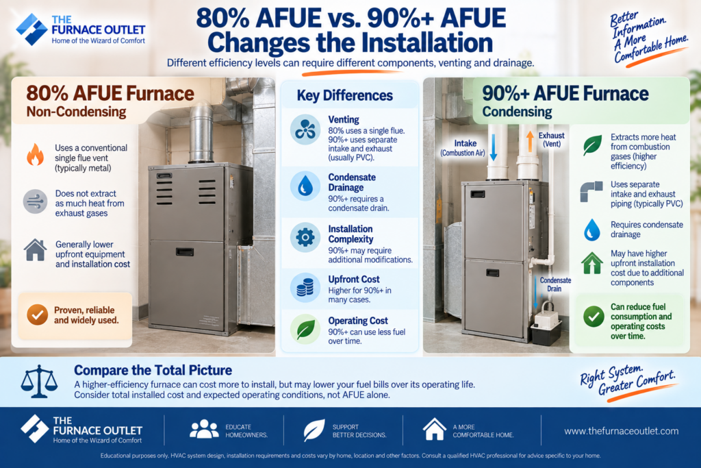 80% AFUE vs. 90%+ AFUE Changes the Installation