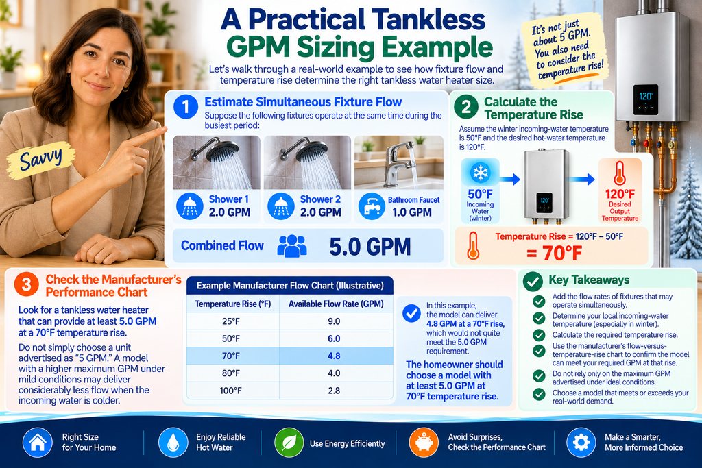 A Practical Tankless GPM Sizing Example