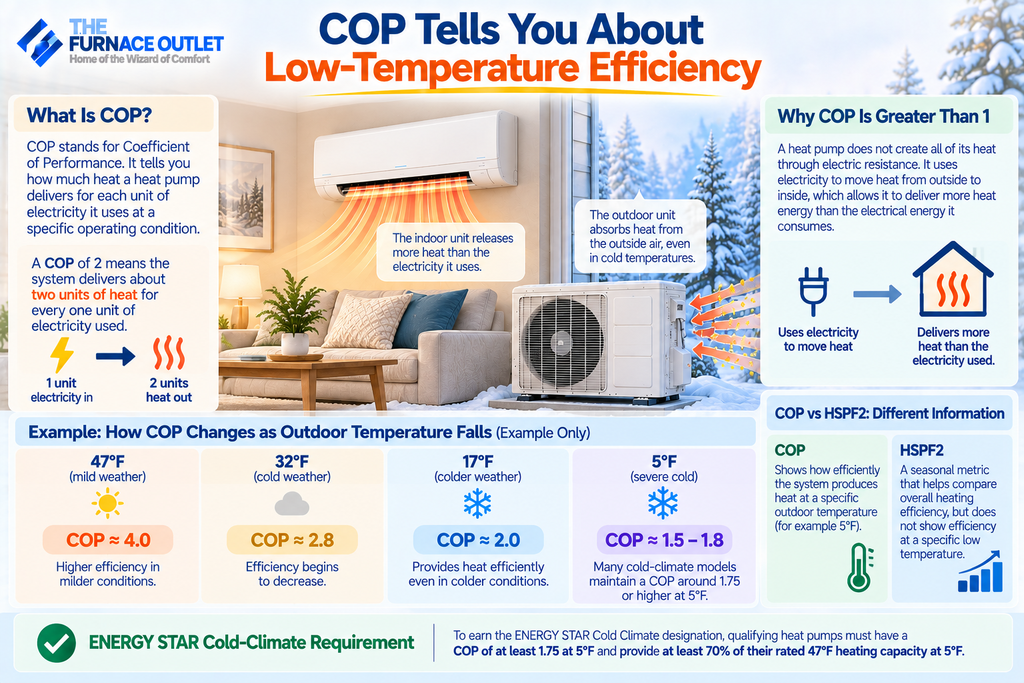 COP Tells You About Low-Temperature Efficiency