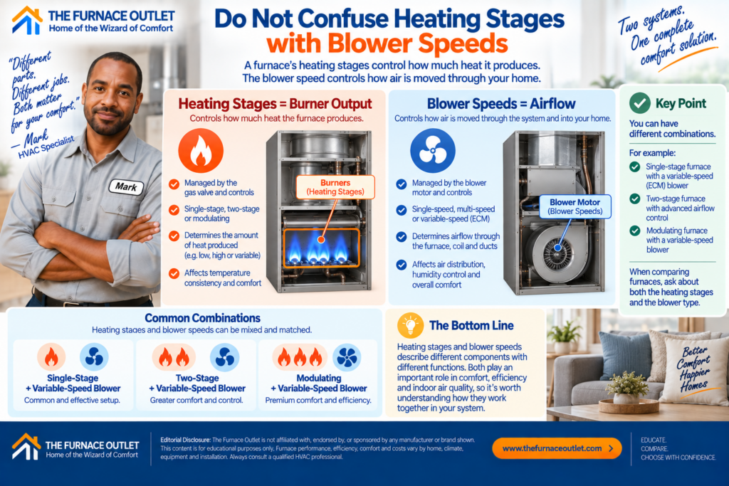 Do Not Confuse Heating Stages with Blower Speeds