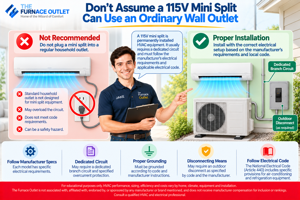 Don't Assume a 115V Mini Split Can Use an Ordinary Wall Outlet