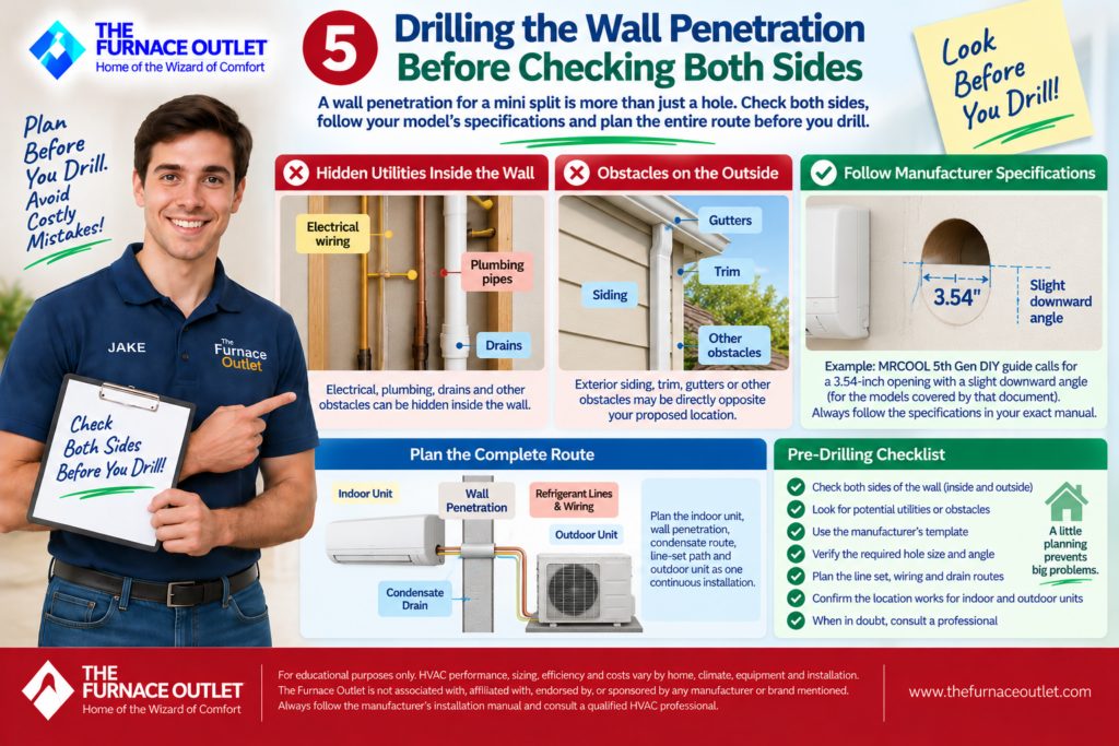 Drilling the Wall Penetration Before Checking Both Sides
