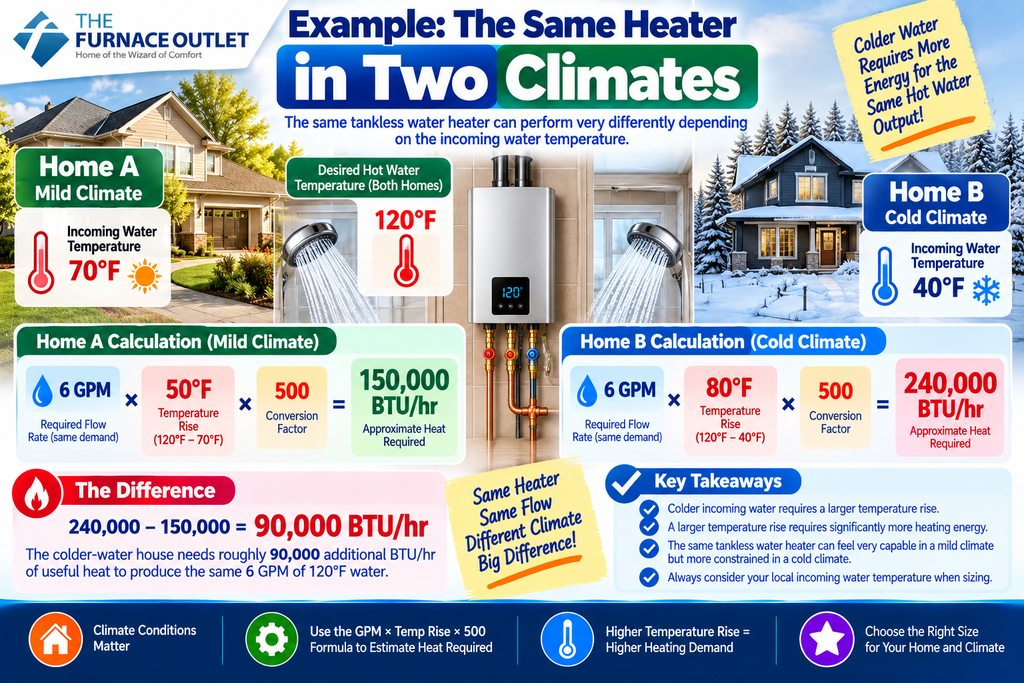 Example: The Same Heater in Two Climates