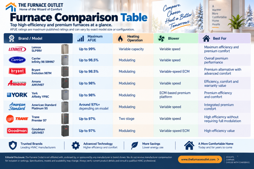 Furnace Comparison Table