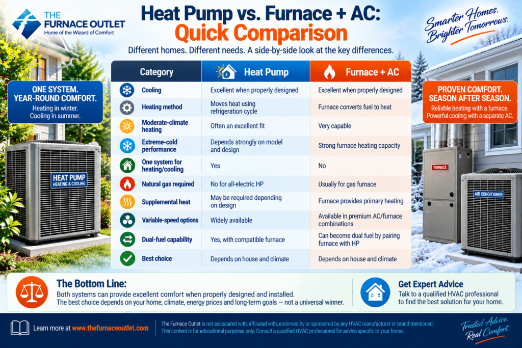 Heat Pump vs. Furnace + AC: Quick Comparison