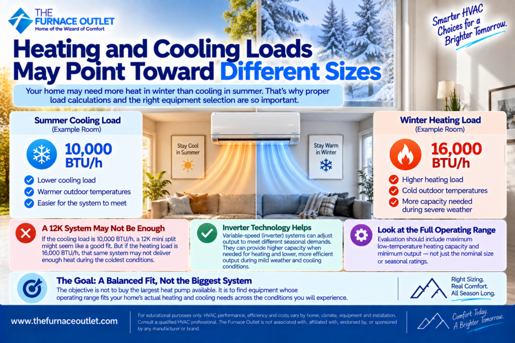 Heating and Cooling Loads May Point Toward Different Sizes
