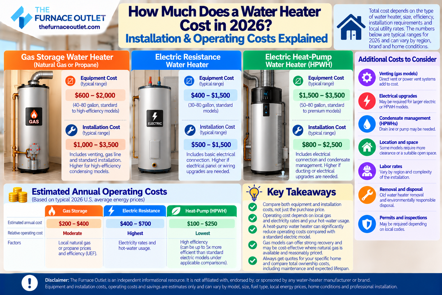 How Much Does a Water Heater Cost in 2026 Installation & Operating Costs Explained